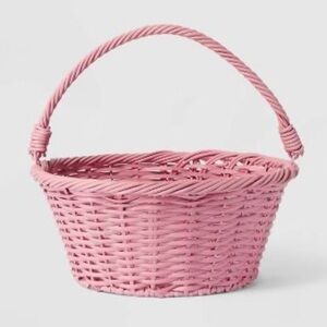 SPRITZ NWT will plastic wicker basket -pink -12”